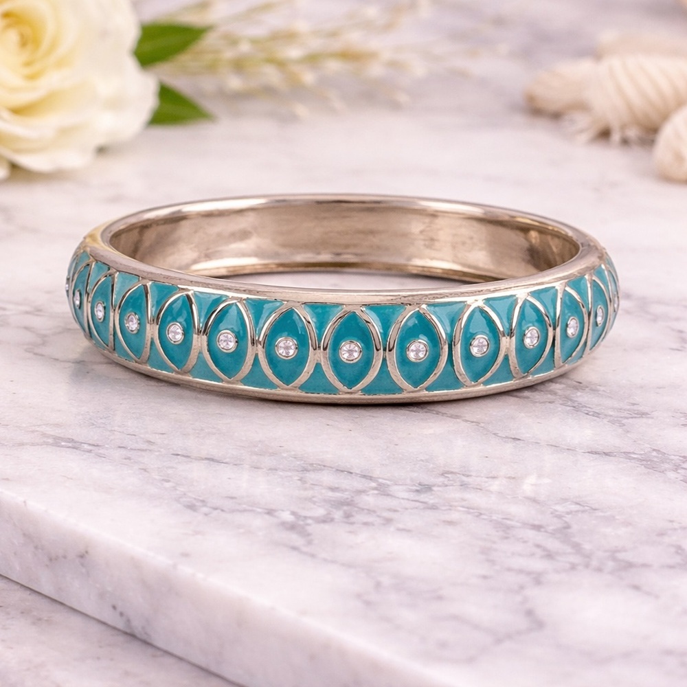 Chic Silver and Teal Bracelet